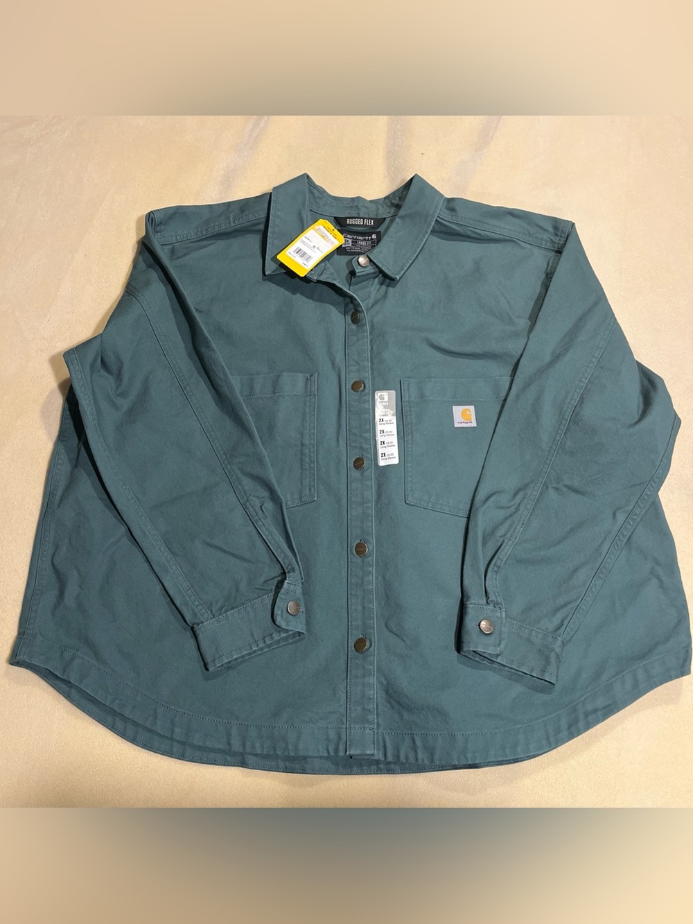 Carhartt Women's Rugged Flex Long Sleeve Shirt Jacket in Dusty Teal